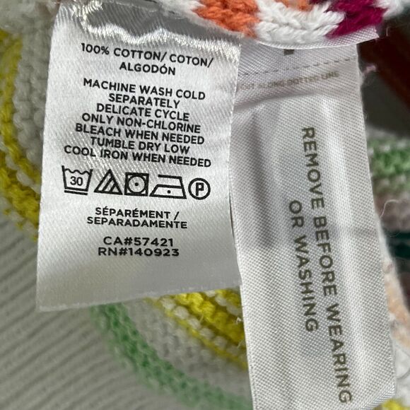 Loft Women's Size‎ Medium Button Front Sweater Tank Cotton Rainbow Stripe - Picture 4 of 7